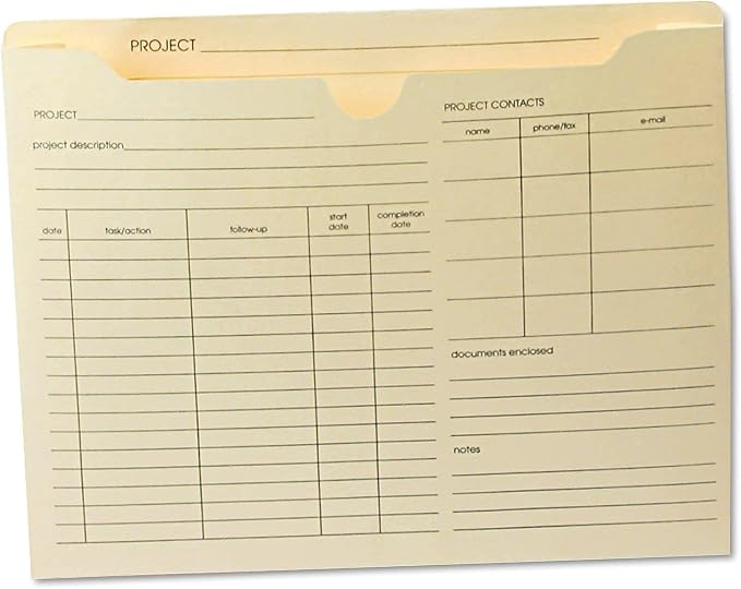 Globe-Weis B3143DT Pendaflex File Folder Jackets, Letter Size, Manila, Preprinted, Expands 2” inches, Reinforced Tabs, 9.5” x 11.5” inches – Pack of 50