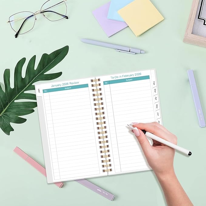 2026-2027 Monthly Planner - January 2026 - June 2027, Two Pages Per Month, 18 Monthly Calendar/Planner with Tabs, Strong Twin-Wire Binding, Inner Pocket, 3.75" x 6.5", Green