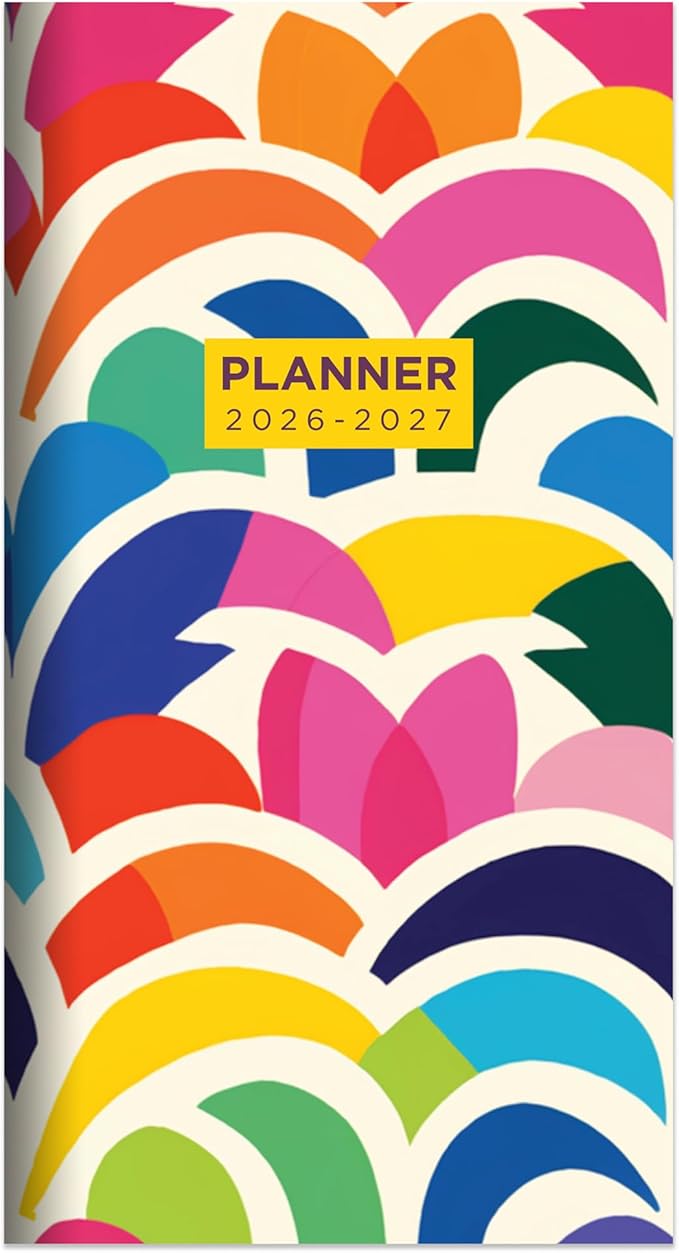 TF Publishing 2026-2027 Color Burst Small Monthly Pocket Planner with 2 Page Large Calendar Grid and Lined Notes Section - 2 Year Pocket Calendar 2026-2027 Perfect for Purse - 3.5in x 6.5in