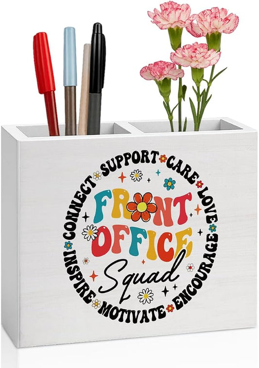 Front Desk Office Decor Front Desk Office Decoration Secretary Administrative Assistant Gifts for Women Men Wooden Pencil Holder, Crew Appreciation Gifts Decor