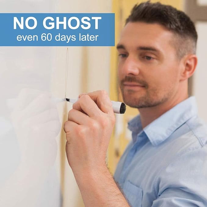 AFMAT White Board Sticker for Wall, 1.44x11ft Peel and Stick Whiteboard Wallpaper, Stain-Proof & Super Sticky Dry Erase Wall Decal, Dry Erase Contact Paper Roll Adhesive for Table/Door, 3 Markers WS11
