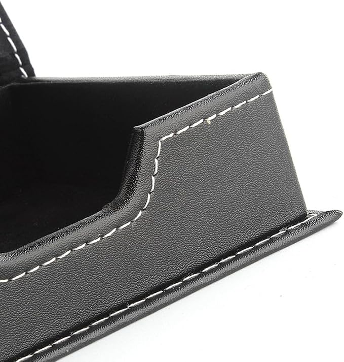 Luzen 1PC Square PU Leather Self-Stick Note Pad Holder Dispenser Desktop Sticky Notes Box Memo Paper Notepad Holder Business Card Desk Organizer for Home Office School Supplies, Black