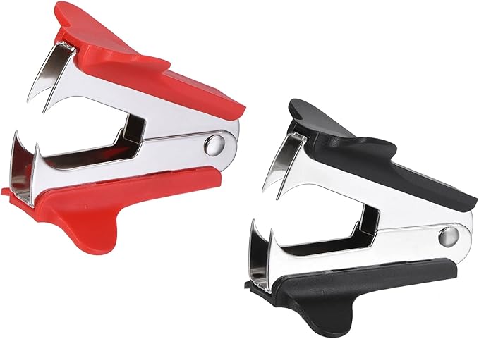 MECCANIXITY Staple Remover Tools, Staplers Puller Steel Jaw for Office Home Desktop Supply Accessory, Black Red Pack of 2