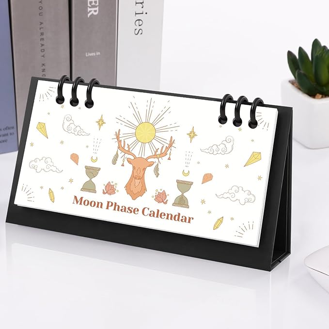 KONVINIT Small Desk Calendar 2026-2027, 6.3" x 3.1", Moon Phase 2026 Desk Calendar - Runs From January 2026 Until December 2027, 24 Months Mini Desktop Calendar for School, Home and Office Supplies