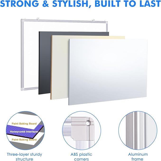 Magnetic Dry Erase Board for Doors, 30x20 Inch Whiteboard with Adjustable Long Arm Hook Mount - Easy to Install, Portable Hanging White Board for Home, Dorm Room, Office Cubicle & Small Spaces