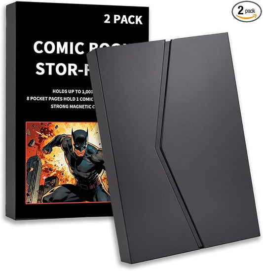 2-Pack Comic Book Stor-Folio - Portable Comic Books Storage Box with Strong Magnetic Closure,Exquisite Comics Book Case for Current,Silver Age,Regular Comics Books