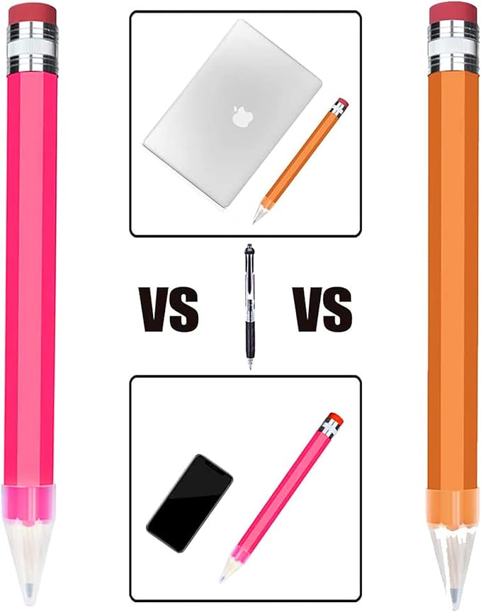 BUSHIBU Giant Pencils for Prop/Gifts/Decor - 14 Inch Jumbo Wooden Big Novelty Pencil with Cap for Schools and Homes (Pink)