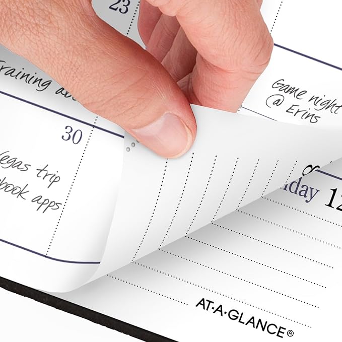 AT-A-GLANCE 2025 Fine Diary, Weekly & Monthly Diary, 3" x 6", Pocket Size, Black (72020525)