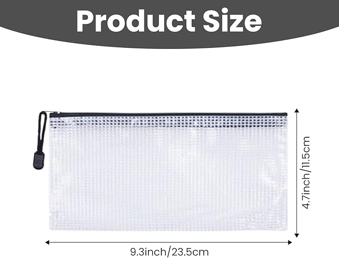 100 Pcs Mesh Zipper Pouch, 4.7 * 9.3 Inch Black Mesh Pencil Pouch A6 Size Clear File Bag Waterproof Document Pouch Clear Pencil Case for Travel, Office Supplies, Pencil Case, Organizing, Home Storage