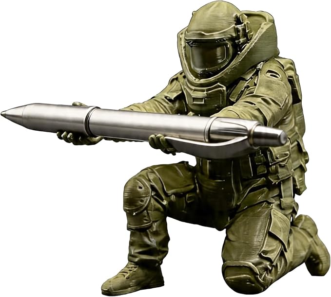 Tactical Soldier Pen Holder, 3D Printed Single Pencil Holder Statue, Cool Desk Organizer & Office Decor for Men, Birthday, Father's Day, Christmas
