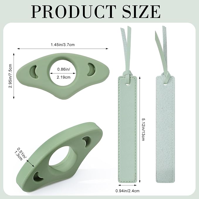 4Pcs Book Page Holder Set, 2Pcs Breathable Silicone Thumb Book Page Holder and 2Pcs Leather Bookmark, First Mothers Day Gift for New Mom, Reading Accessories for Book Lovers, Readers