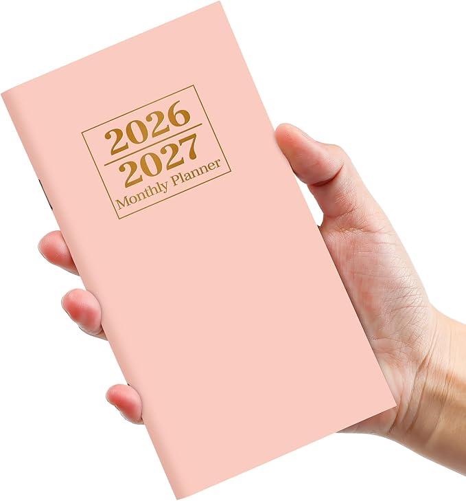 Pocket Calendar 2026-2027 for Purse, Two Year Monthly Planner Pocket Size, Jan 2026 to Dec 2027 Monthly Planner Small Size (6.5" x 3.5") - Pink