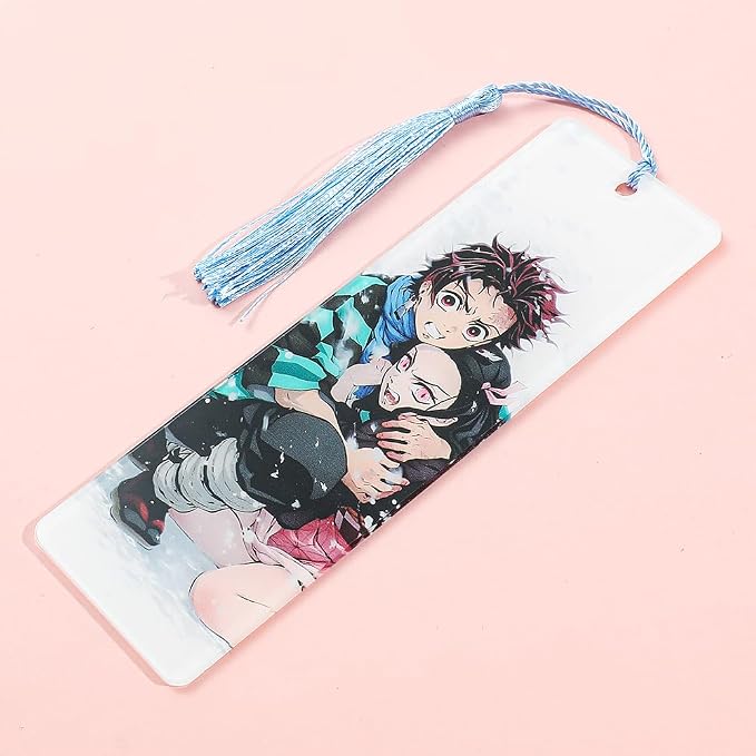 Anime Demon Kamado Acrylic Bookmark - Anime Tanjiron Zenitsu Giyuu Kyoujurou Figure Page Mark Reading Tool, Holiday Gifts for Reading Fans Book Lovers Bookworm (Style H)