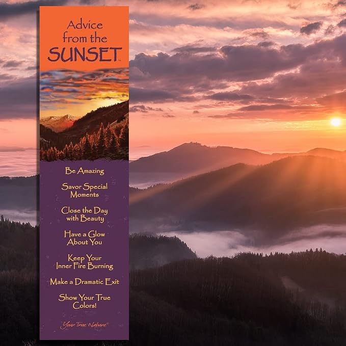 Advice 3 Bookmark Hiking Set, Laminated with Glossy Finish, Printed on Recycled Paper, Sunset, Trail, Waterfall (AMBM-Hike)