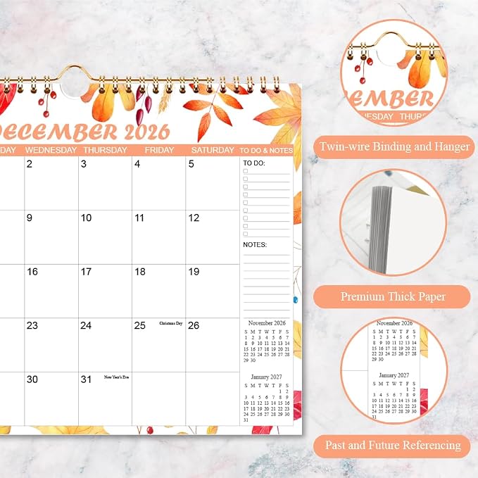 2026-2027 Calendar - Wall Calendar from Apr 2026 to Jun 2027, 15 Monthly Planner with Seasonal Designs for Planning and Organizing for Home or Office, 11.5 x 14.5 In Calendar 2026-2027