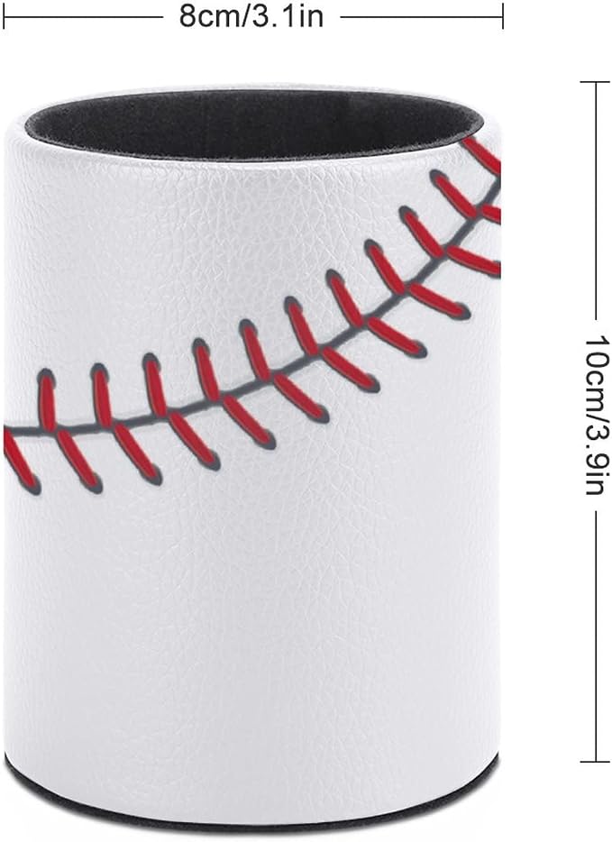 Ball Lace Baseball Pen Holder Pencil Organizer Cute Pencil Cup Desk Decor Makeup Brush Holder PU Multifunctional Office Suppliesfor Home Classroom School