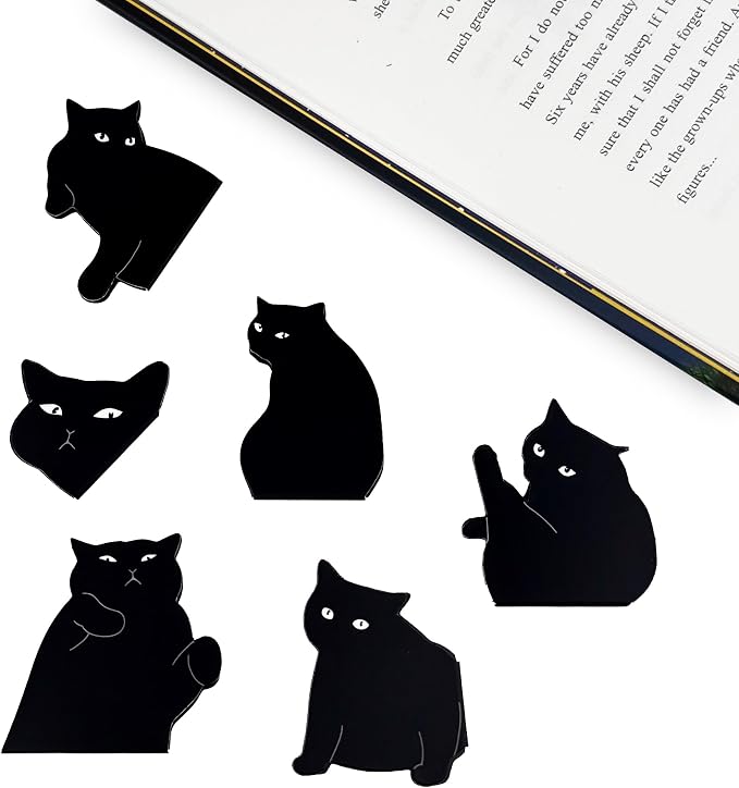 SONAME 12 Pieces Magnetic Bookmarks - Cute Cat Page Markers for Book Lovers,Book Markers Clip for Student Teacher Reading (AB)