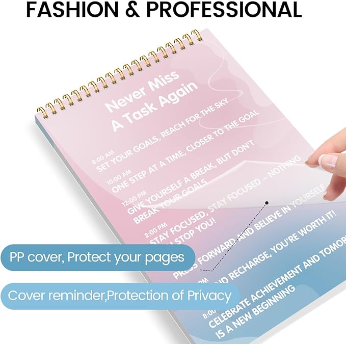 KMQOY To Do List Notepad - 2 Pack Daily Planner Pad Undated 52 Sheets Spiral Today Planner Note Pad Premium Thick Paper 6.5" x 9.8" For Work and Personal Organized- Pink & Blue