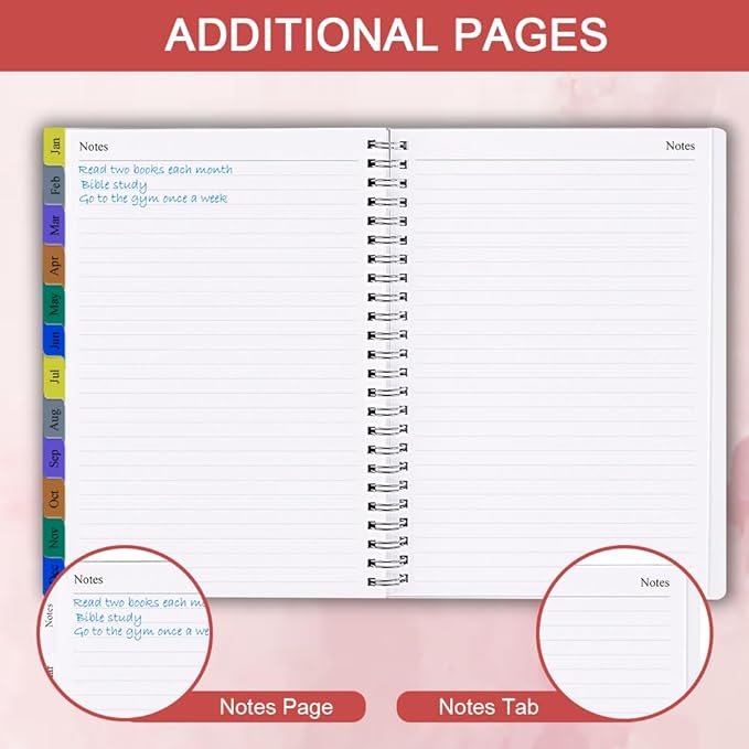 2026 Planner - Weekly & Monthly Planner Runs Jan 2026 to Dec 2026, 6.25" x 8.25", 12 Monthly Tabs, 14 Notes Pages, Inner Pocket, Flexible Cover with Twin-Wire Binding, Planners 2026 (Red, 6.25" x 8.25")