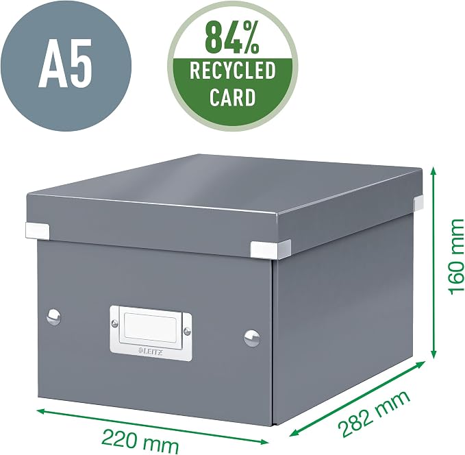 Leitz A5 Storage Box, Click and Store Range 60430001 - Small, Blue Storage Box A5