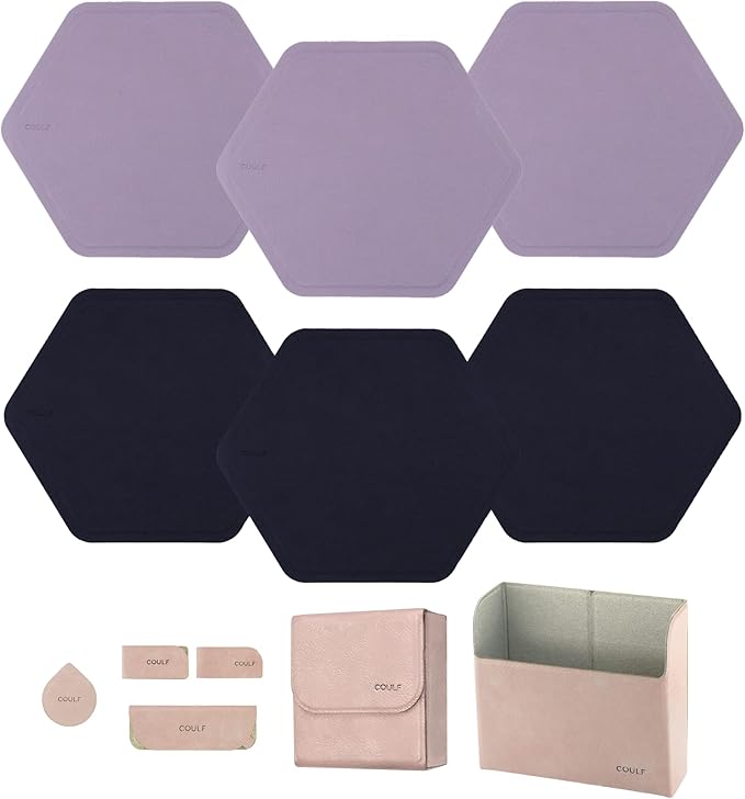 Magnetic Adhesive Hexagonal Plate with Storage Set Padfolio PU Leather Organizer (Set 2)