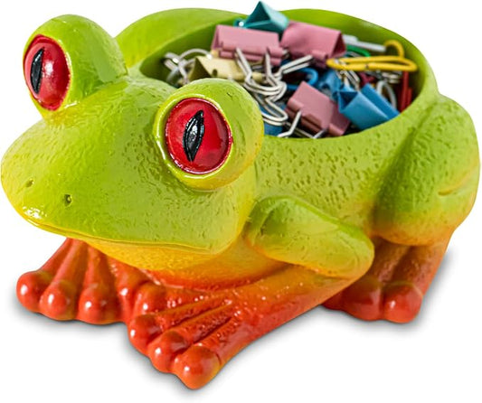 dgudgu Frog Paper Clip Holder For Desk Cute Paperclip Holder Paper Clip Dispenser, Paper Clip Organizer Novel Office Supply Accessory Tools