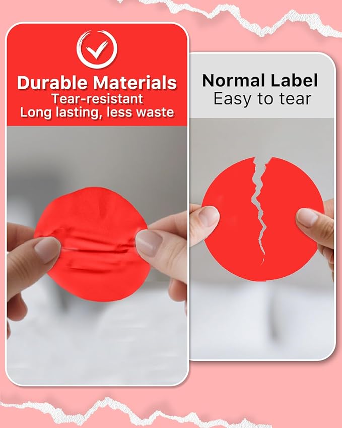 iEager 2 Inch Round Thermal Labels, Circle Thermal Printer Stickers, Durable Circular Label Printer Sticker for Business, Logo, Gift, 500 Labels/Roll, Red