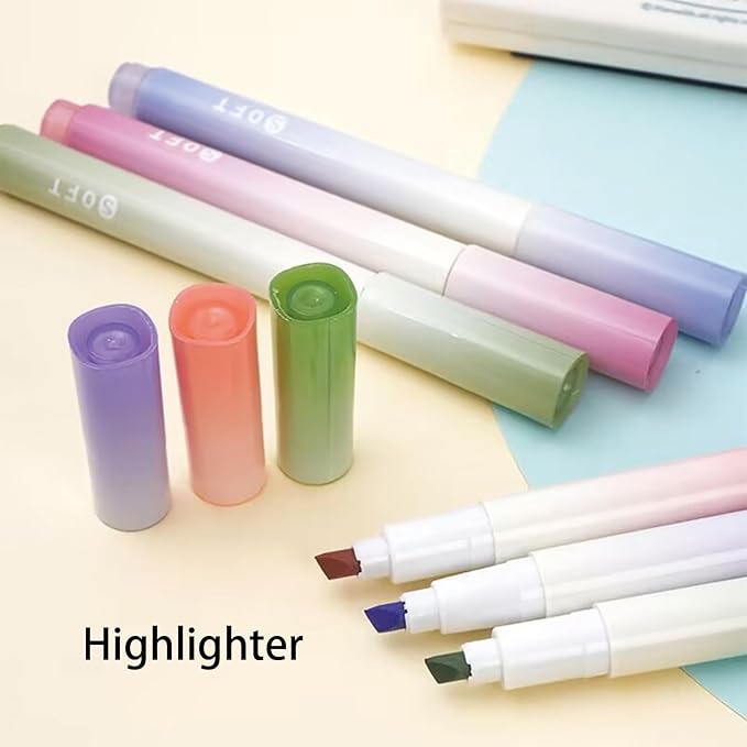 MOZXIRZ 9 Pcs Cute Green Stationery Set Cat Paw School Supplies Kawaii Office Supplies Including Pens Highlighter Pencil Sharpener Eraser Correction Tape Ruler Sticky Flag Tabs (Gradient Green)