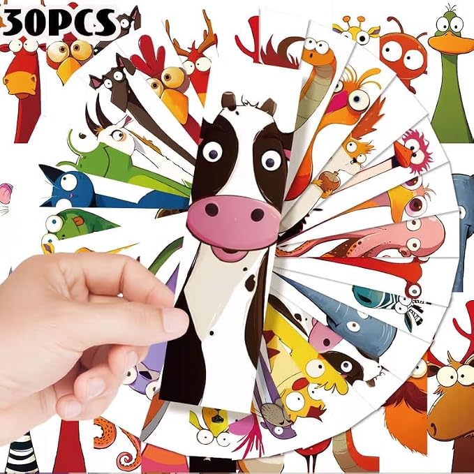 Bookmarks for Kids 30Pcs Funny Animal Bookmarks,Unique Gifts for Readers on Special Occasions Such as Christmas,Including Book Marks for Reading Kids.