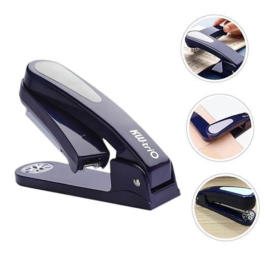 SEWACC Multi-Function Rotary Desk Stapler 360° Rotating Office Binding Stapler for Home and School Use Portable with One-Hole Puncher Black