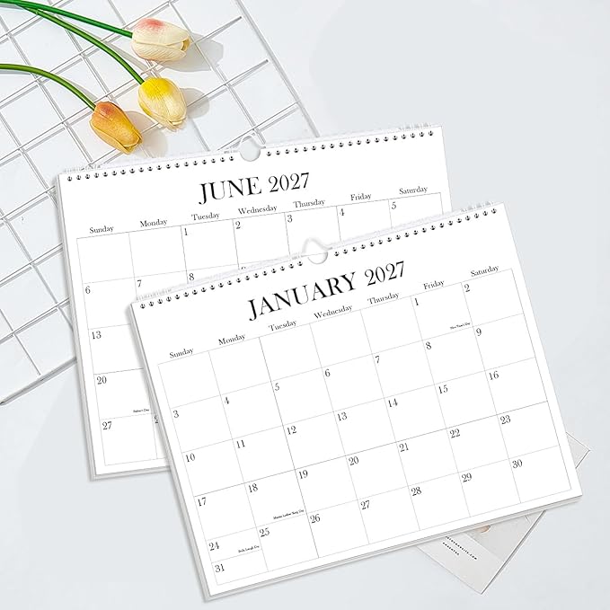 Calendar 2026-2027 - Wall Calendar from July 2026 to December 2027, 2026-27 Wall Hanging Calendar Planner with Thick Paper, 12" x 14.5", Black