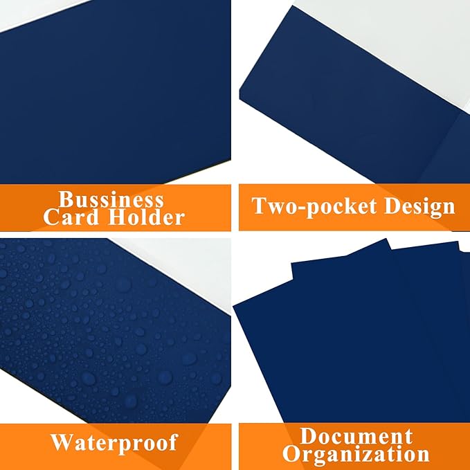 pmybupo Two Pocket Folders,100 Pack Blue Folders with Pockets Fit Letter Size Paper,Thick Paper File Folder for School Office Business Home,Assorted 6 Colors