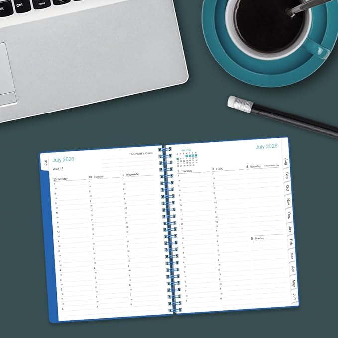 2026-2027 Appointment Book & Planner - 2026-2027 Daily Hourly Planner from July 2026 - June 2027, Weekly Appointment Book with 30-Minute Interval, Medium 6.4" x 8.5", Blue-D