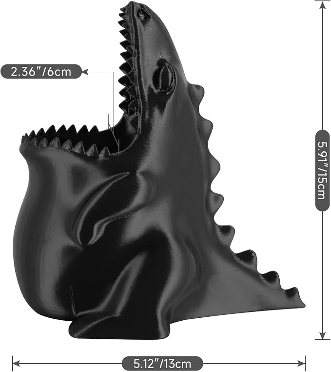Cute Dinosaur Pen Holder, Dinosaur Figurine Pencil Holder for Office Desk Decor, 3D Printed, Grey T-Rex Desktop Organizer, Funny Dinosaur Pen Holder Gifts for Boys