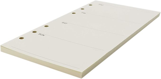 Zelten 1 Pack A6 45 Sheets/90 Pages Weekly Planner Loose Leaf Punched Paper Refills Paper for 6 Hole Binder Personal Organizer Diary Notebook Refillable Planner