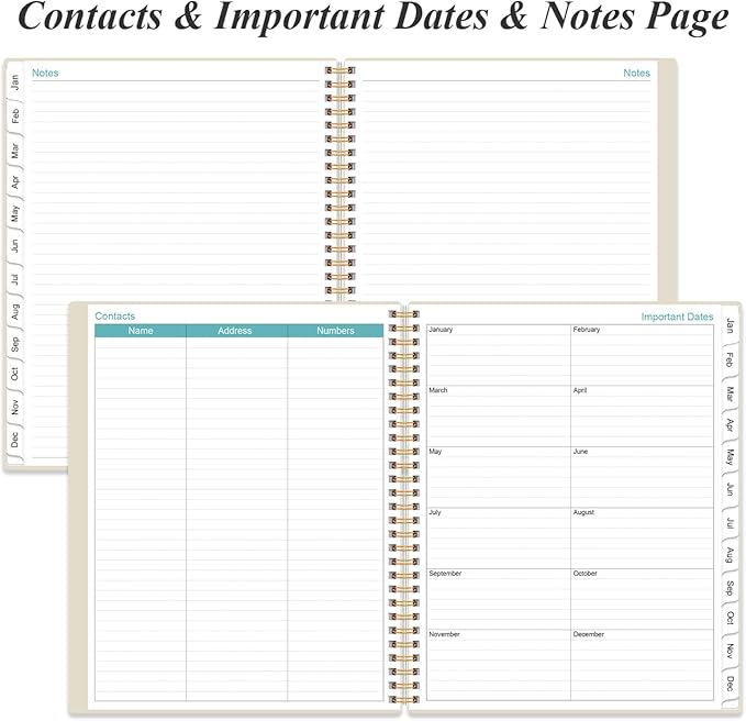 Planner 2026 For Women & Men - Monthly and Weekly Calendar Planner from January 2026 - December 2026, Student Planning with 12 Tabs for Office School Supplies, Inner Pocket, 8.5" x 11", Beige