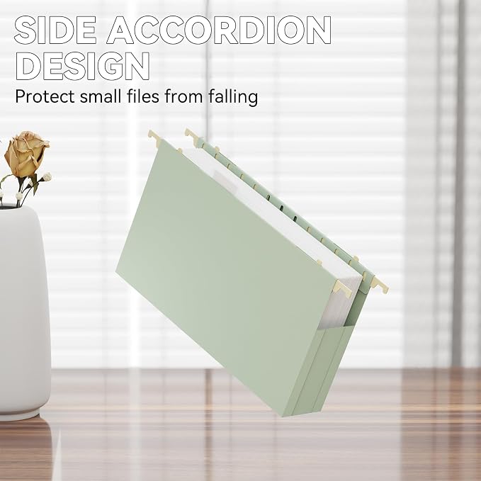 Extra Capacity Legal Size Plastic Hanging File Folders,Reinforced 2" Pastel Expanding Pocket,12 Pack Legal Hanging Folders for Filing Cabinet,Expandable Hang Folder with tabs,for Office School