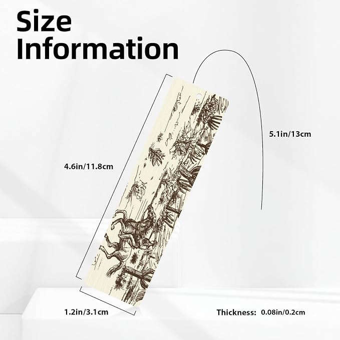Western Cowboy 5pcs Wood Bookmarks with Tassel for Planner Reading Book Lovers Accessory Readers Men Women 4.6 X 1.2 Inch