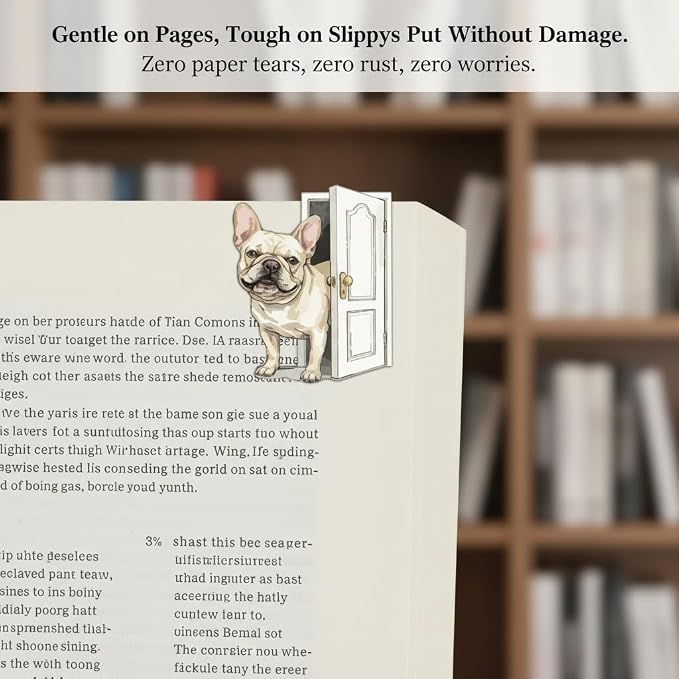 French Bulldog Magnetic Bookmarks Set of 8 – Cute Frenchie Page Clips with Funny Expressions, Dog Lover Gifts, Creative Reading Accessories & Party Favors