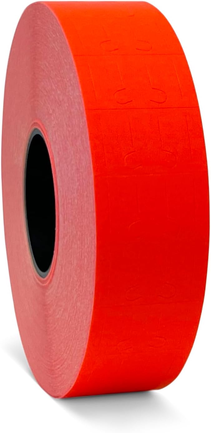 Fluorescent Red Labels for Monarch Pricemarker Easy-Load 1131 One-Line Pricing Gun – One Roll (2500 Labels)