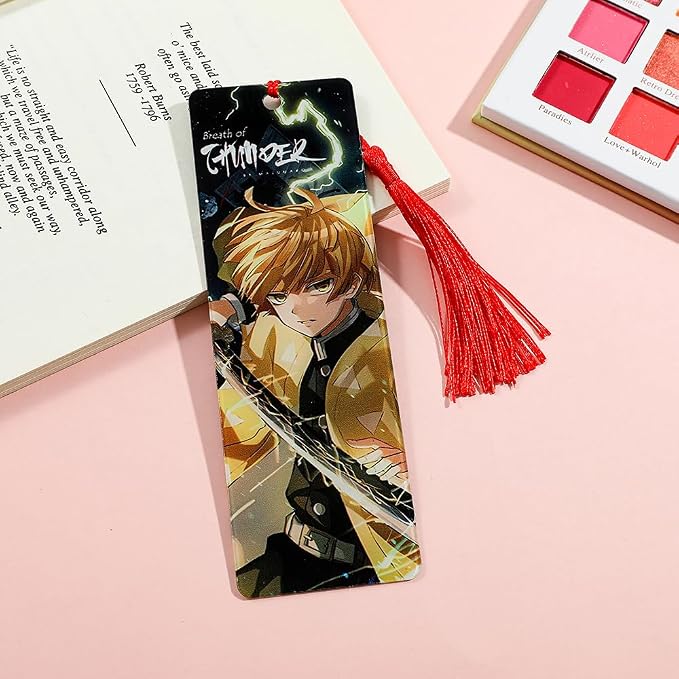 Anime Demon Kamado Acrylic Bookmark - Anime Tanjiron Zenitsu Giyuu Kyoujurou Figure Page Mark Reading Tool, Holiday Gifts for Reading Fans Book Lovers Bookworm (6pcs Style A)