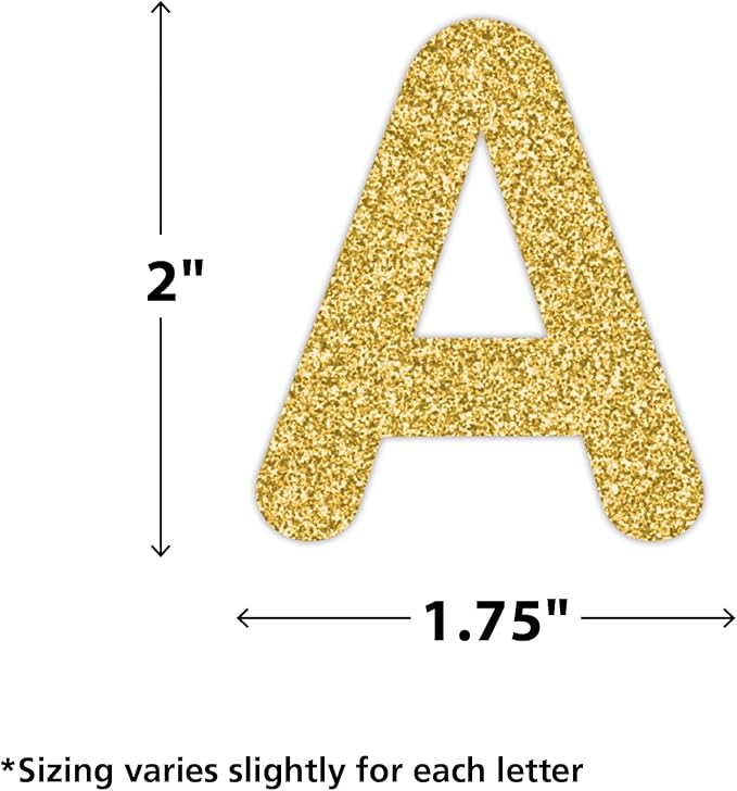 Teacher Created Resources Self-Adhesive Gold Glitz 2" Classic Letters Uppercase (TCR9648)