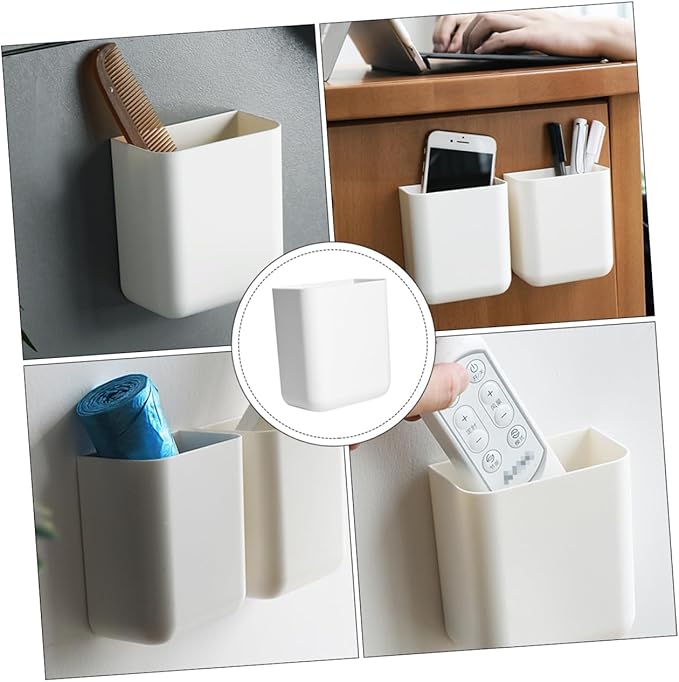 NUOBESTY Wall-Mounted Storage Box Holder 2-Pack Garbage Bag Organizer and Desktop Storage Rack for Remote Controls and Mobile Phones 3.93X3.54X3.93 Inch Compact Design
