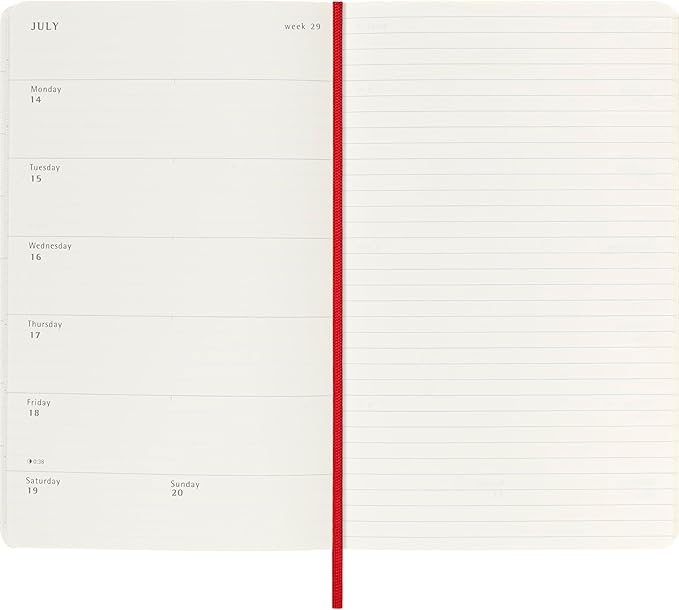Moleskine Classic 18 Month 2025-2026 Weekly Planner, Soft Cover, Large (5" x 8.25"), Scarlet Red, 208 pages