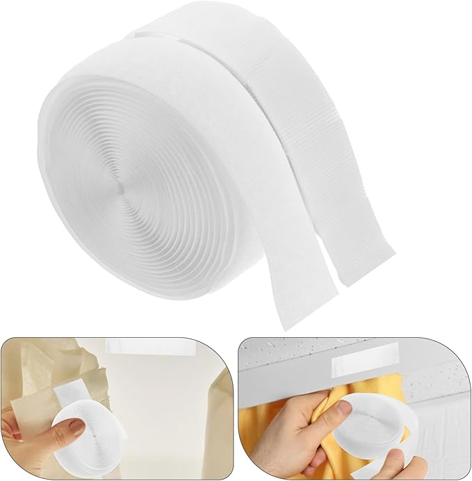 Luxshiny 1roll Double-Sided Self Adhesive Hook and Tape for Curtains and Doors Strong Fastener Strips for Versatile Applications Adhesion and Easy Installation