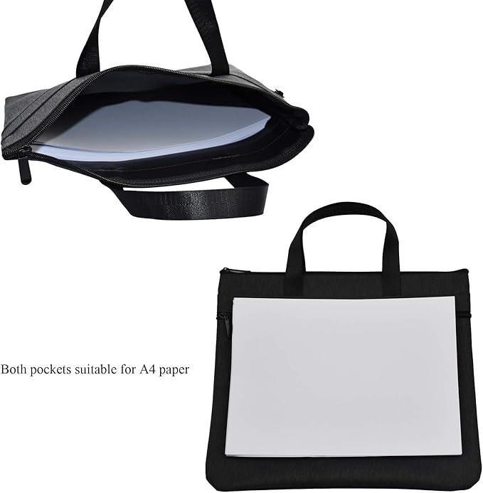 Enyuwlcm Waterproof Zipper Document Bag Handle Meeting Office Organizer Briefcase Black