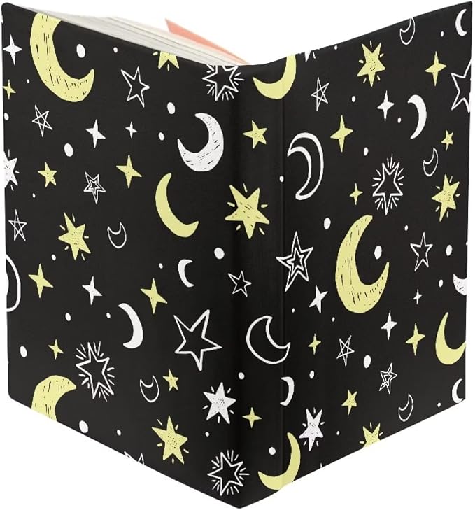 Dreaweet Stretchable Book Covers with Moon and Stars Print,Jumbo Book Sleeves for Hardcover Books Textbooks up to 9 x 11 Inches, Reusable,Washable and Protective Textbook Covers for School Kids