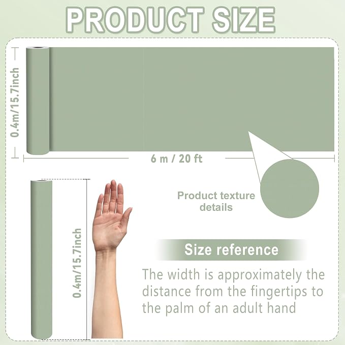 Sage Green Bulletin Board Roll Reusable Waterproof Erasable Green Non-Woven Fabric Bulletin Board Roll Wrinkle Resistant Background Poster for Home Classroom Decor Wrapping DIY Crafts 15.7" x 20ft