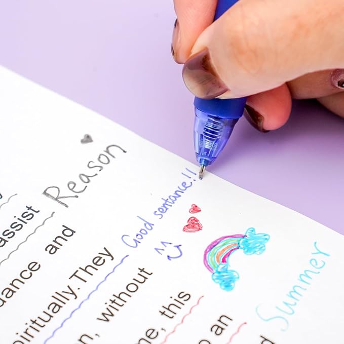 10Pcs Erasable Gel Pens, 0.5mm Retractable Quick Dry Fine Point Blue Ink Pens, Smooth Writing Multicolor Pens for Journaling, Coloring, Drawing, Doodling, Note Taking