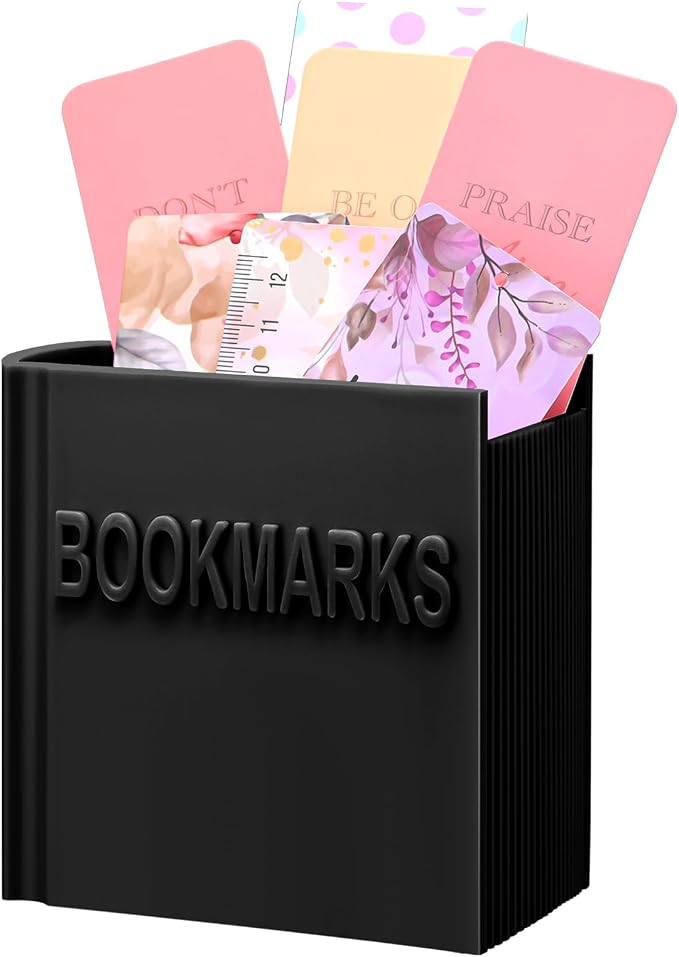 Honeydak 3D Printed Book Shaped Bookmark Holder Book Lover Gift Bookish Accessory Office Desk Supplies Funny Bookmark Accessories End of Year Gift for Teacher(Black)